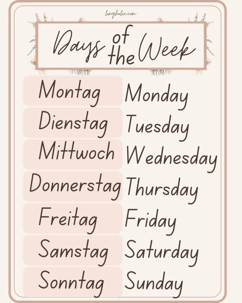 Days of the Week in German